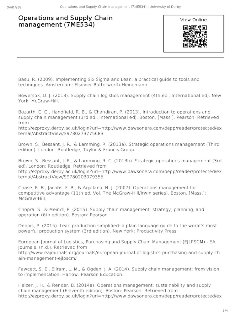 Operations and Supply Chain Management Guide | PDF | Operations ...