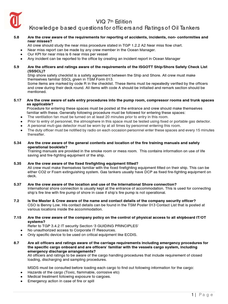 Oil Tanker Crew Safety Protocols | PDF | Firefighting | Ships