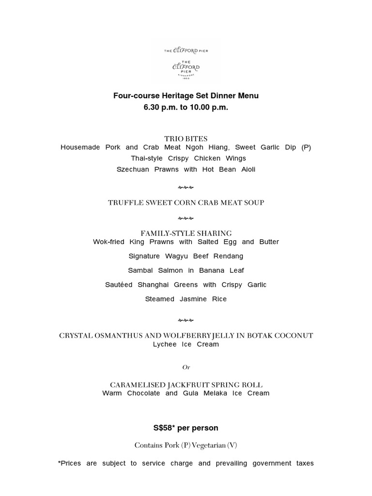 Heritage Four-Course Dinner Menu | PDF | Cooking | Cuisine