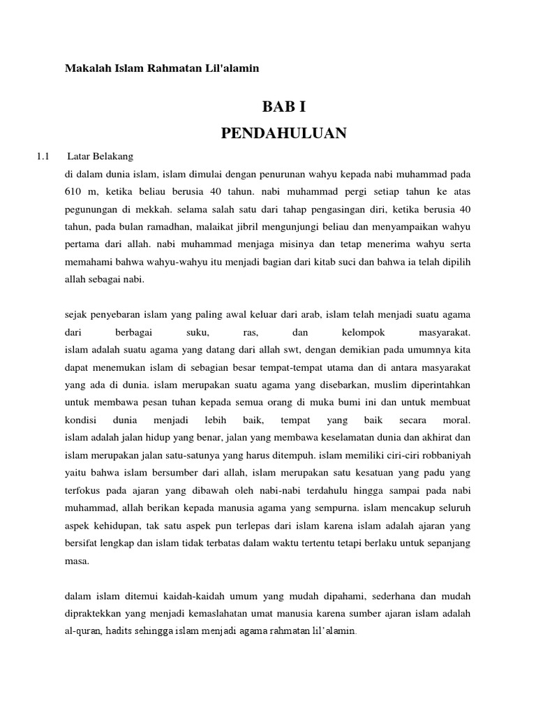 Bab I Pendahuluan Makalah Islam Rahmatan Lil Alamin
