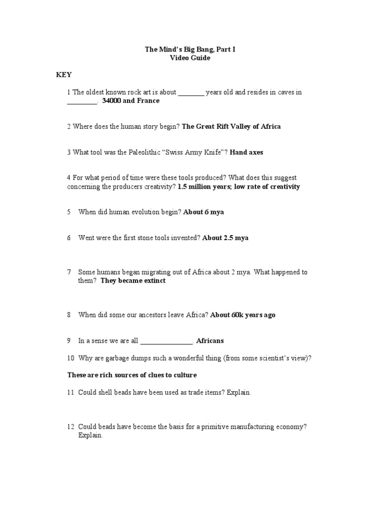 The Mind S Big Bang Key