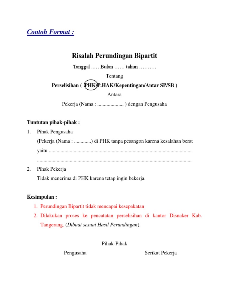 Contoh Format Bipartit