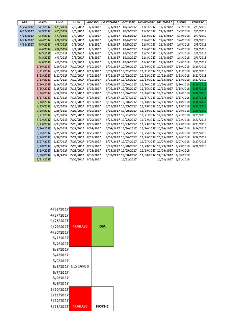 2017-2018 Work Schedule Overview | PDF | Art | Science & Mathematics