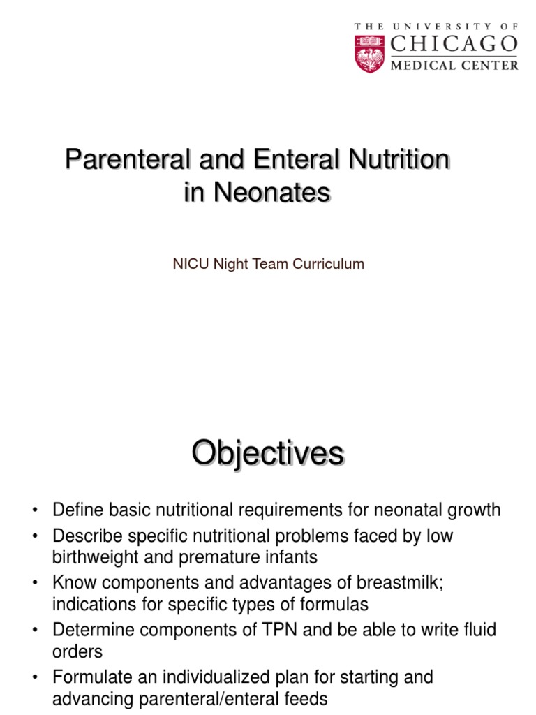 Neonatal Parenteral and Enteral Nutrition | PDF | Preterm Birth ...