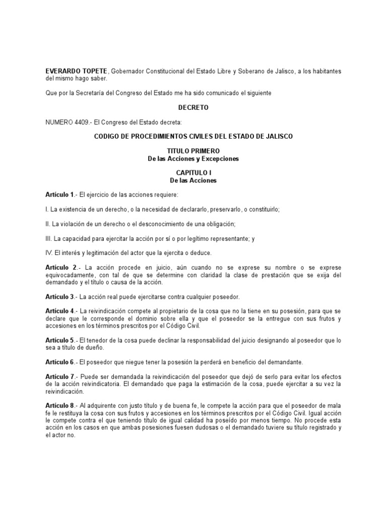 Código de Procedimientos Civiles del Estado de Jalisco