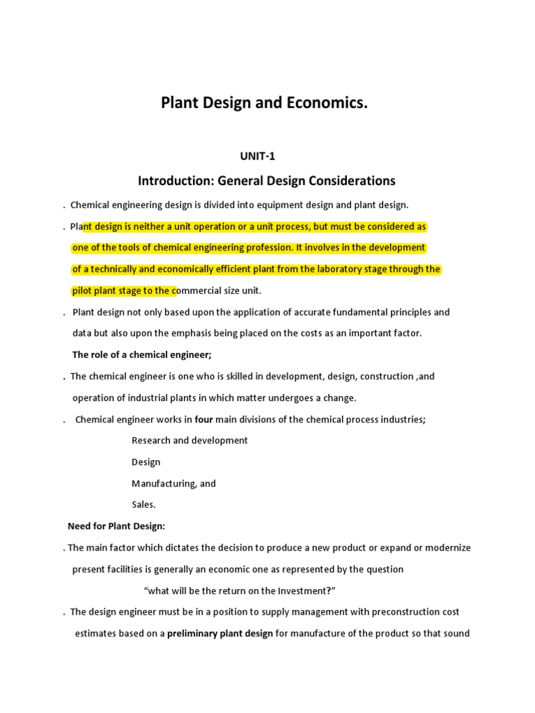 Plant Design and Economics Overview | PDF | Pump | Chemical Engineering