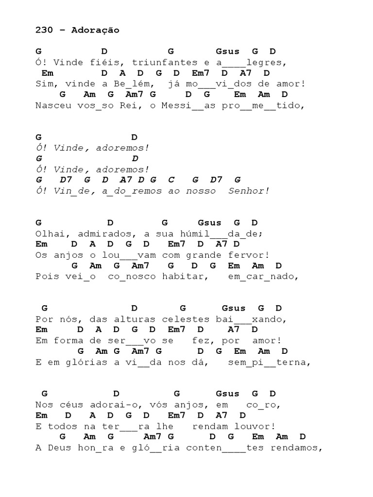 230 O Vinde Adoremos Adoracao Cifra Pdf