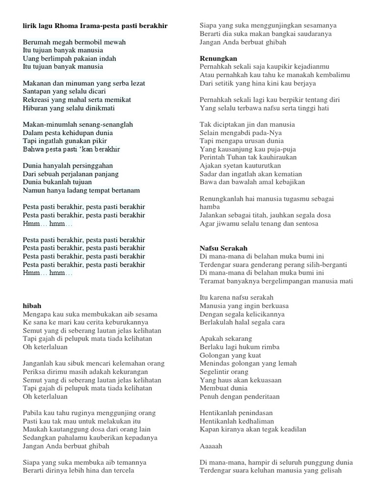 Lirik Lagu Rhoma Irama
