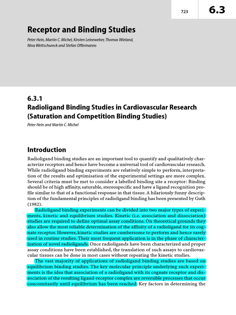 Quantification and Characterization of Receptors Using Radioligand ...