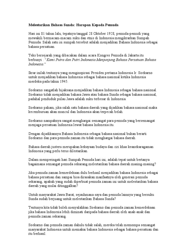 Melestarikan Bahasa Sunda