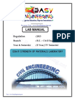 Ce6411 Strength of Materials Laboratory (Civil)