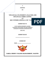 "Financial Statement Analysis and Financial Forecasting AT Kec International LTD" Nagpur