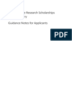 Postgraduate Research Scholarships 2018/19 Entry Guidance Notes For Applicants