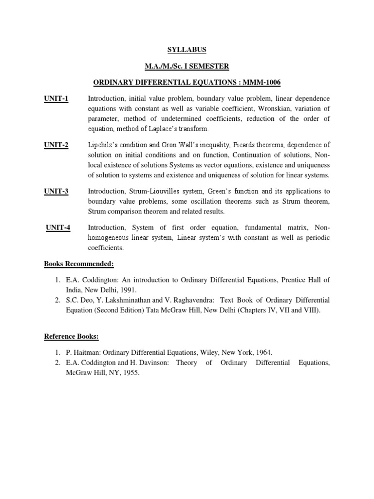 M.A./M.Sc. I Semester Syllabus Overview | PDF | Ring (Mathematics ...