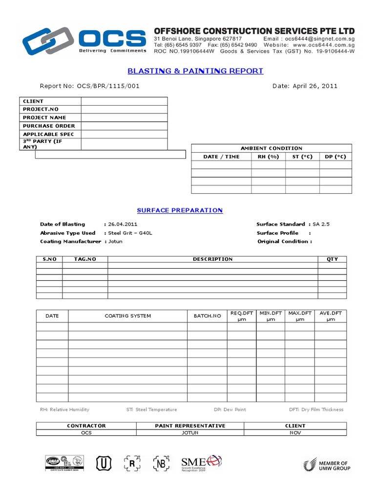Sample Painting Report