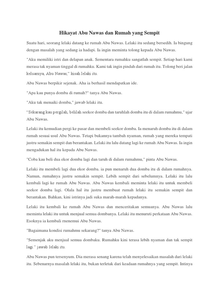 Hikayat Abu Nawas Dan Rumah Yang Sempit PDF