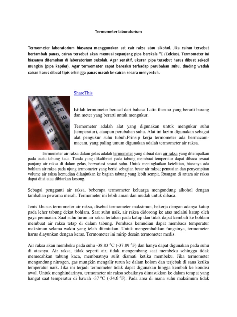 Termometer Laboratorium | PDF