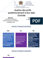 Evaluation Des Actifs Postérieurement à Leur Date d'Entrée