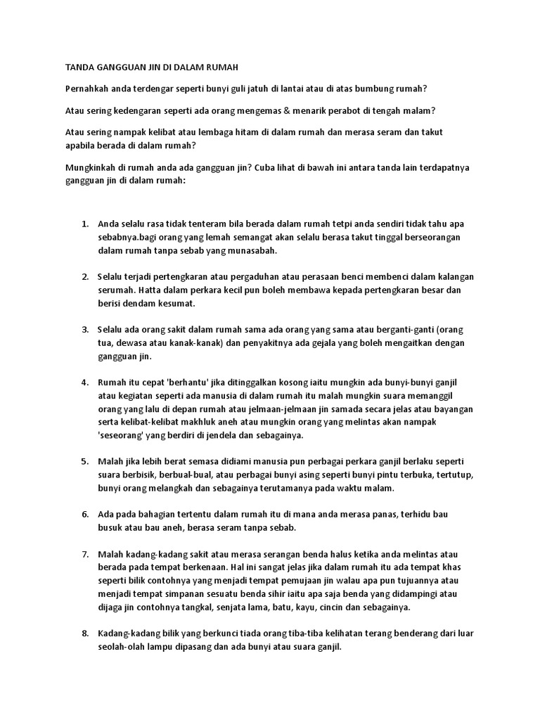 Tanda Gangguan Jin Di Dalam Rumah Pdf