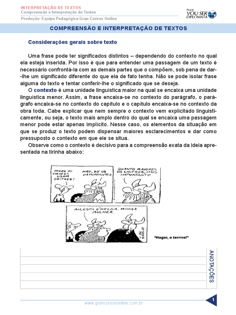 Compreensão E Interpretação De Textos Considerações gerais sobre texto ...