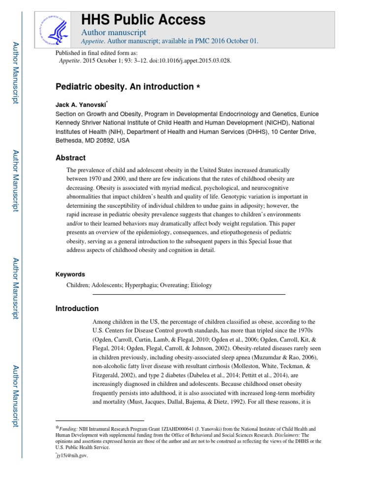 002 Pediatric Obesity An Introduction PDF | PDF | Obesity | Body Mass Index
