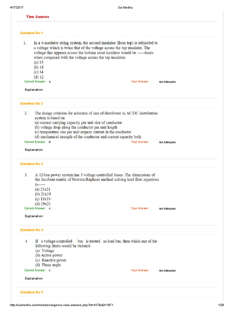 View Answers: Question No 1 | PDF