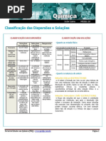 Classificação Das Dispersões e Soluções