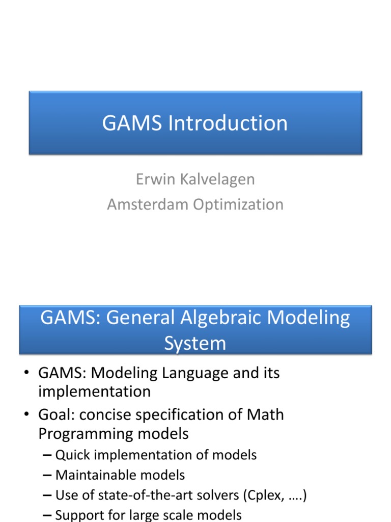 Gams Introduction | Download Free PDF | Linear Programming ...