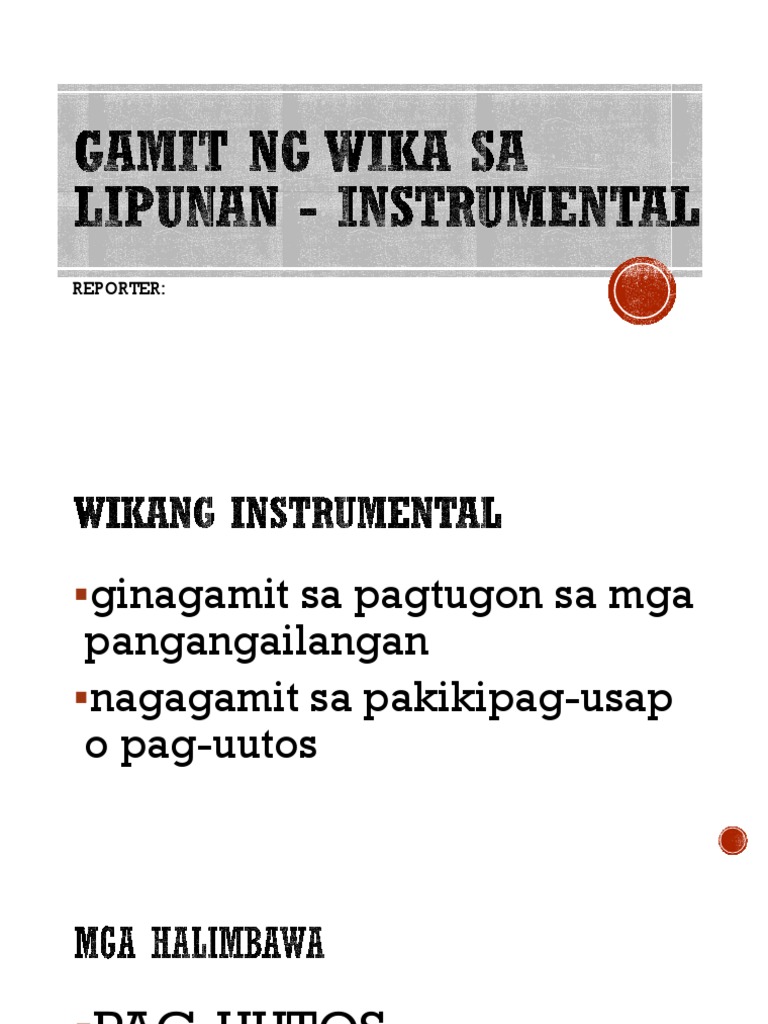 Gamit NG Wika Sa Lipunan - Instrumental | PDF