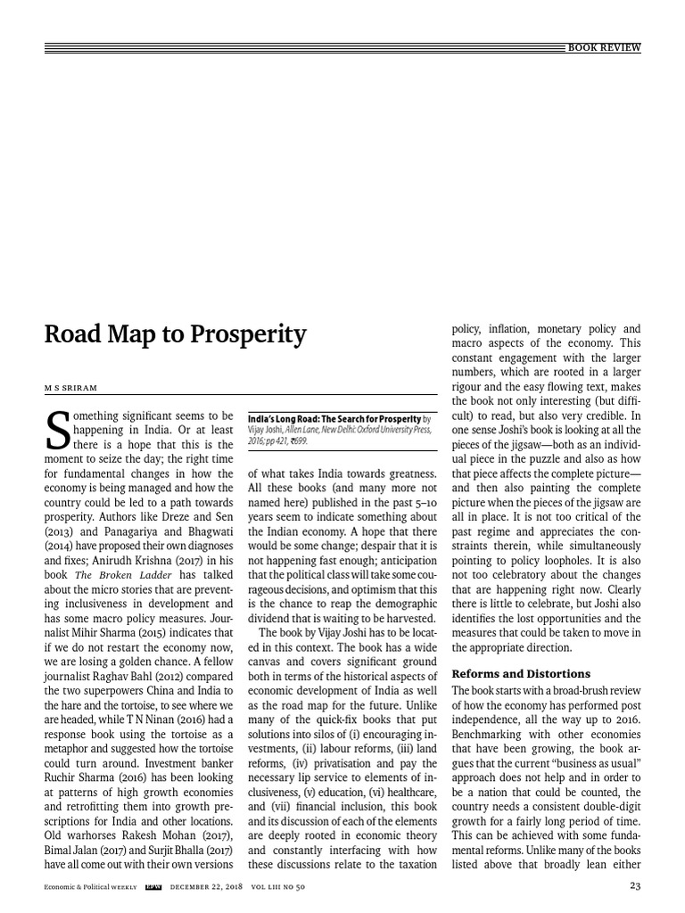 Road Map To Prosperity: Book Review | PDF | Subsidy | Economic Inequality