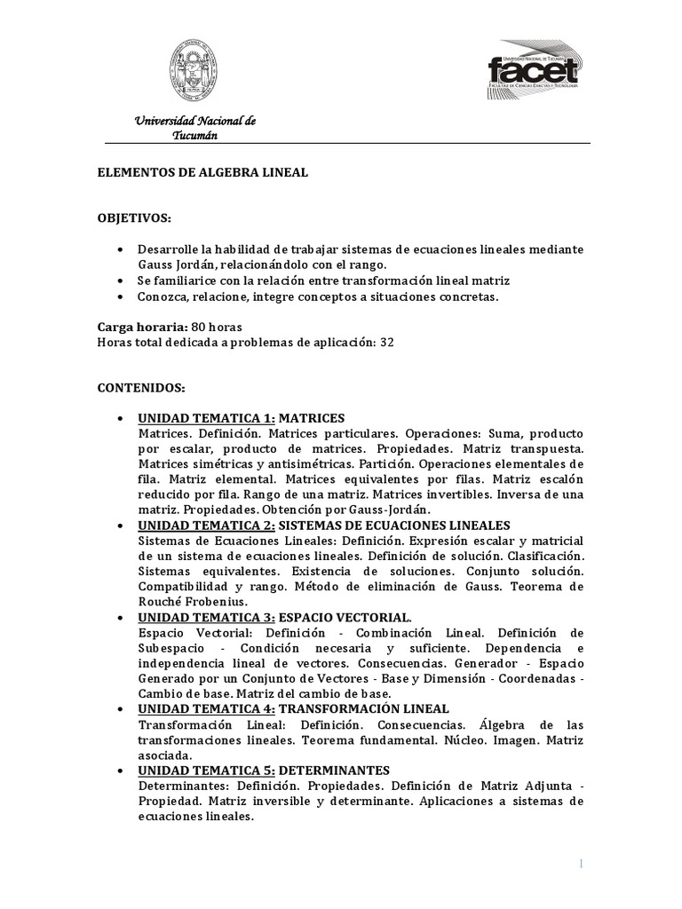 Elementos de Álgebra Lineal | PDF | Matriz (Matemáticas) | Valores ...