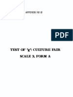 Test of "G": Culture Fair Scale A Form A: Appendix ND D