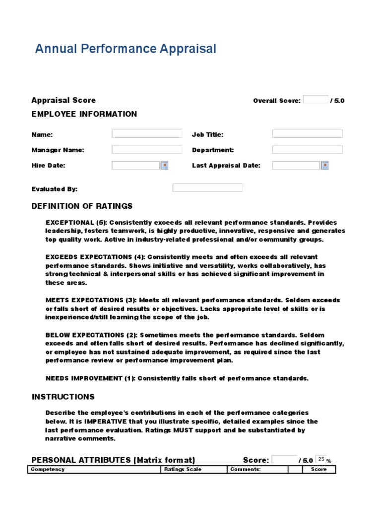 Annual Performance Appraisal - 01 | PDF | Performance Appraisal | Goal