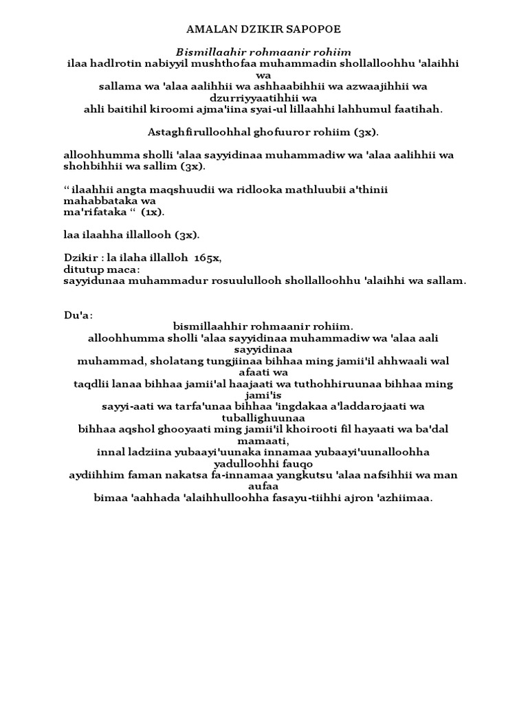 Amalan Dzikir Harian Tarekat Suryalaya