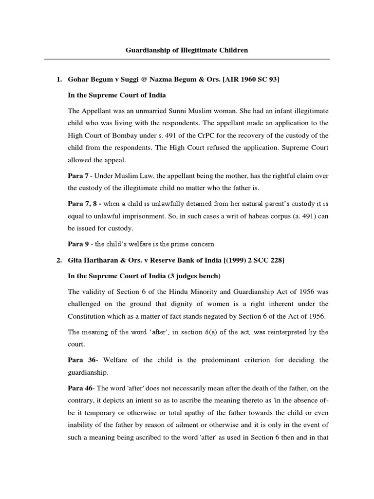 Guardianship of Illegitimate Children PDF Legal Guardian Child