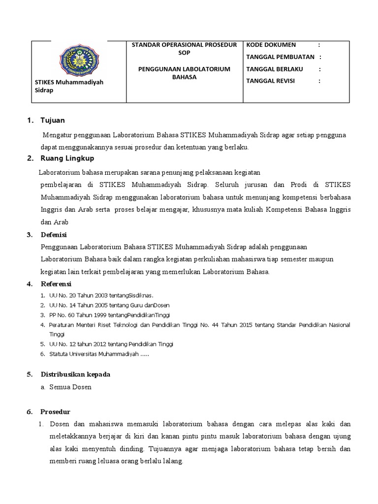 Sop Penggunaan Lab Bahasa