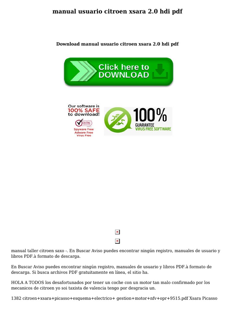 Citroen Xsara 2 0 Hdi Fuse Box Diagram