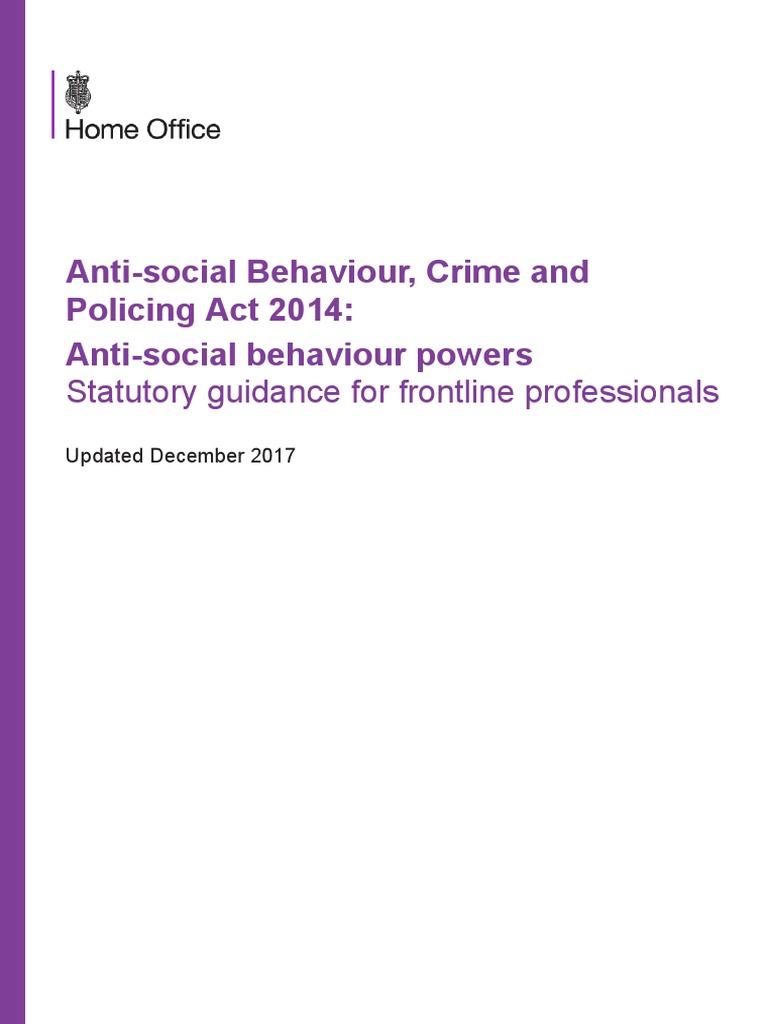 Anti-Social Behaviour Guidance 2017 | PDF | Hate Crimes | Hatred