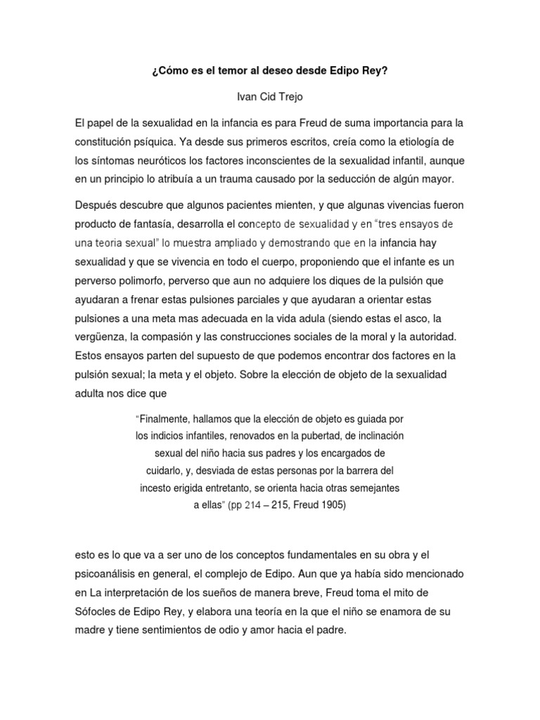 Temor al deseo en Edipo Rey y Freud | PDF | Edipo | Complejo de Edipo