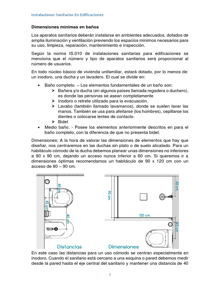 Dimensiones Mínimas en Baños | PDF | Ducha | Baño