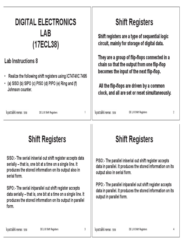 8 Shift Registers Ring And Johnson Counters 4in1 Pdf Electronic