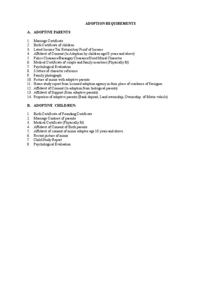 Adoption Requirements Checklist | PDF