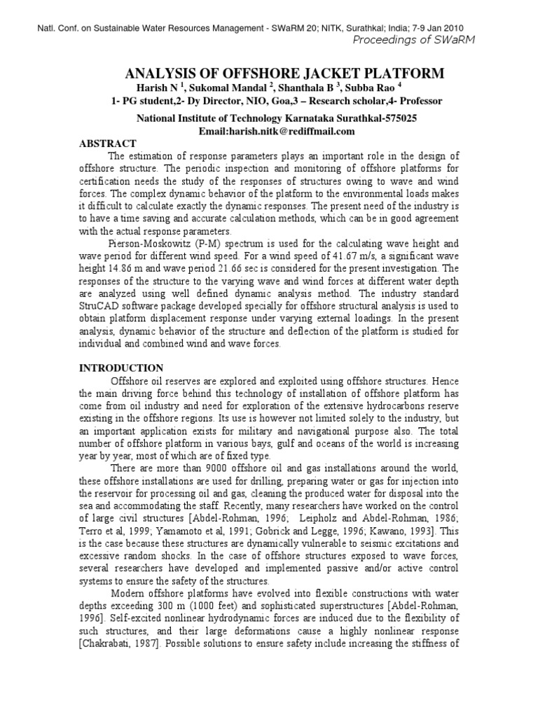 Analysis of Offshore Jacket Platform | PDF | Normal Mode | Fourier Series