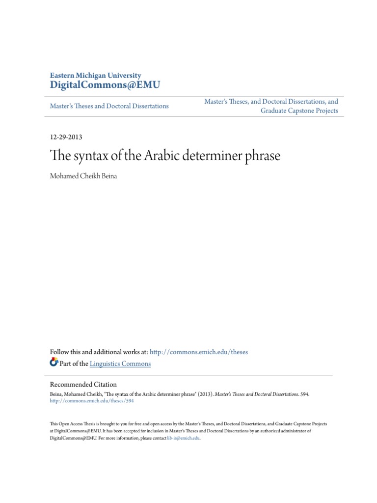 Arabic Determiner Phrase Syntax Analysis | PDF | Phrase | Arabic