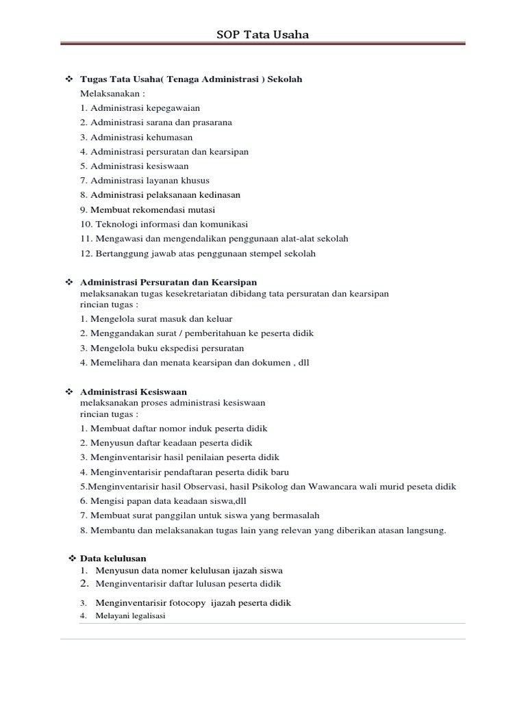 Contoh SOP TU | PDF
