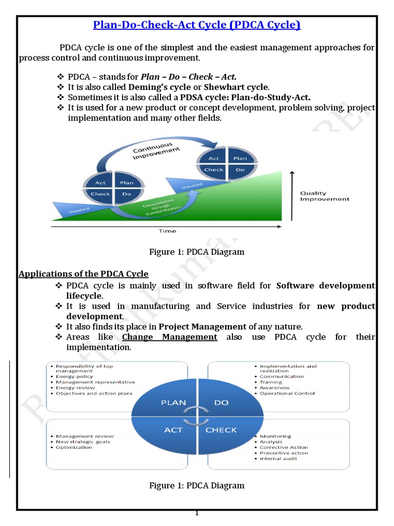 PDCA Cycle for Continuous Improvement | PDF | Computing | Business