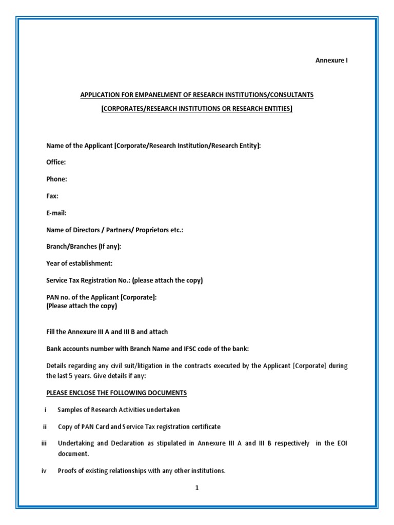 Empanelment Form | PDF | Expert | Business