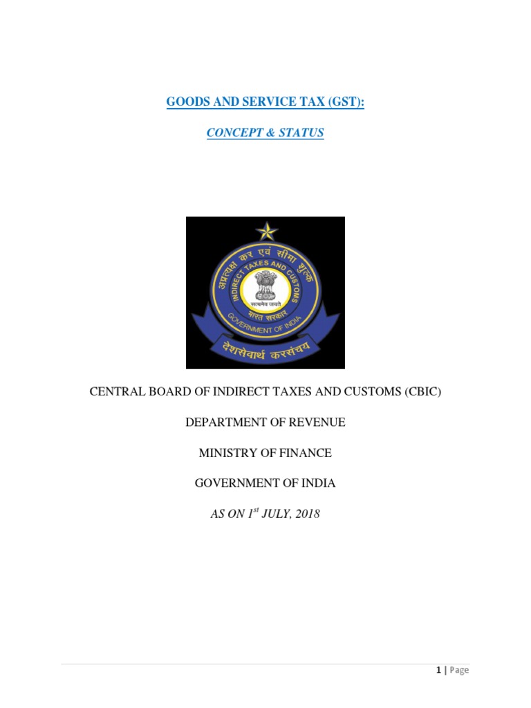 GST Overview: Concept and Status in India | PDF | Value Added Tax | Taxes