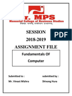 Session 2018-2019 Assignment File: Fundamentals OF Computer