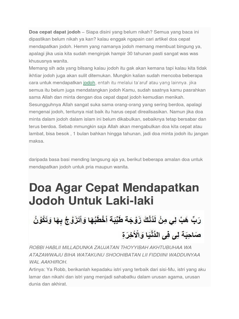 Doa Cepat Dapat Jodoh